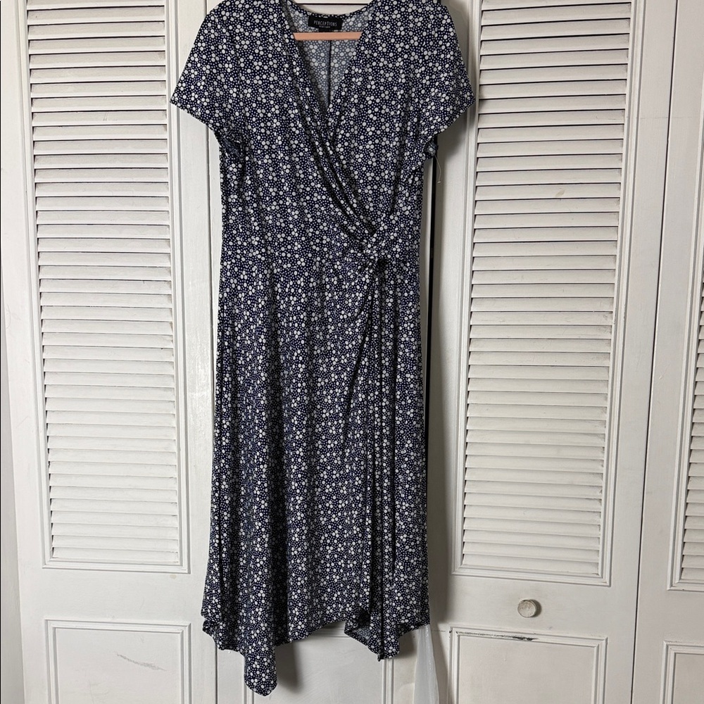 Perceptions Navy Asymmetrical Floral Dress